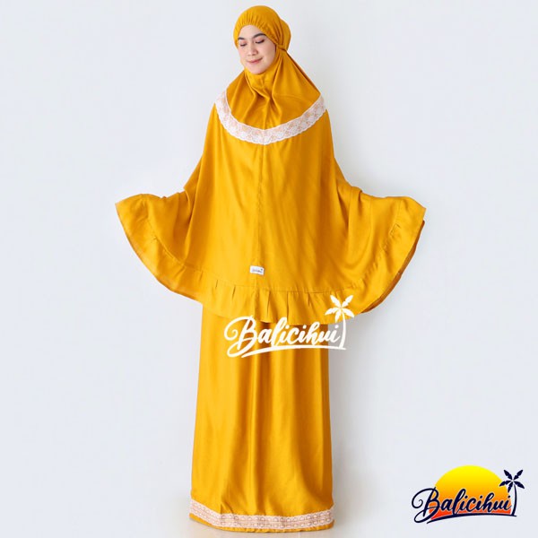 Balicihui Mukena Yasmina Mustard Polos Mukena Bali Dewasa, Jumbo