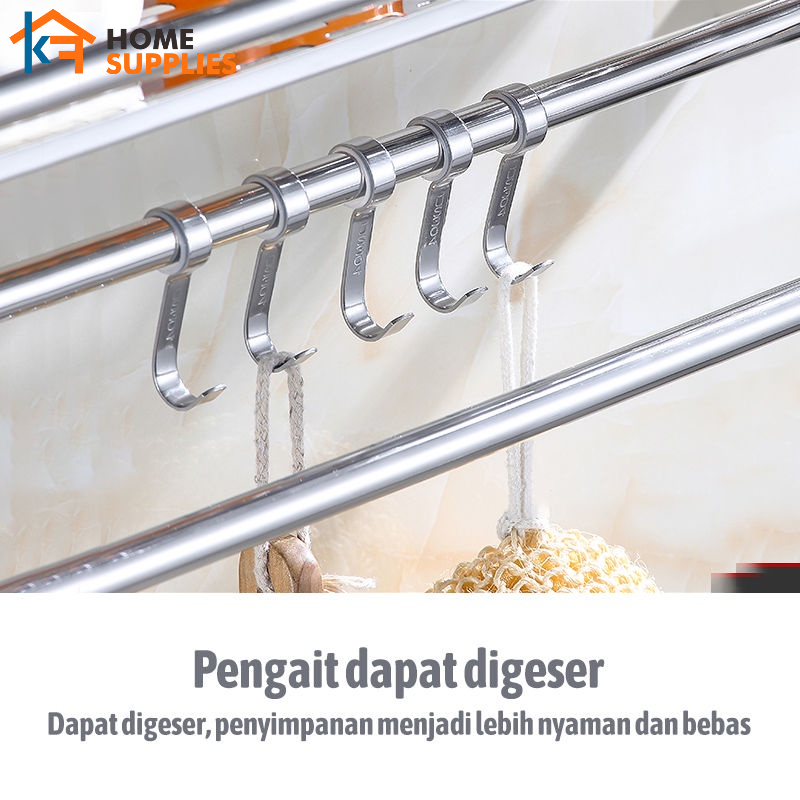 【KF】Rak Gantung Stainless Steel Dinding 3 Tingkat Tempat Sabun Rak Dapur Tempel Anti Karat