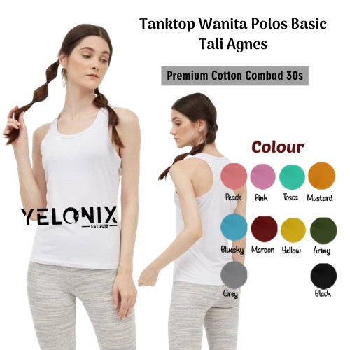 Tanktop Wanita Polos Basik Agnes / Kaos Dalam Cewek Sport Racer Back - YELONIX