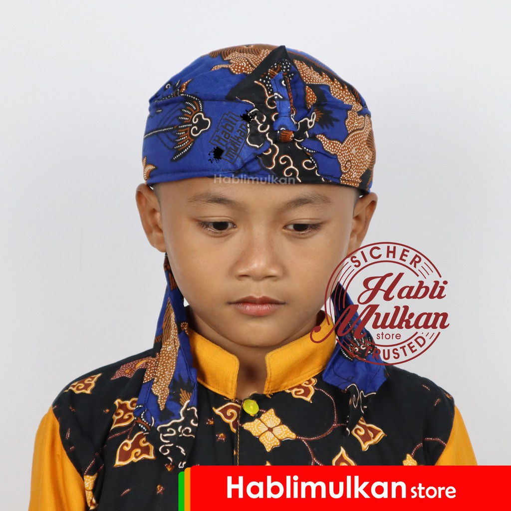 Anak - Iket Blangkon Sunda Jawa Motif Batik - Bendo-Udeng-Totopong Sunda-Iket Kepala-Peci