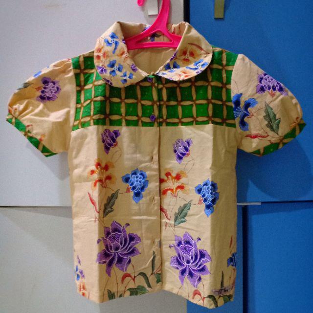 Blouse Batik Anak Perempuan Usia Sd Kelas 1- 3 (size 7 - Ld 38- 39cm)