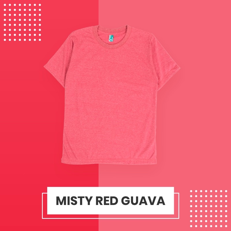 KAOS POLOS COTTON TWOTONE MISTY LENGAN PENDEK 30’S /  PRIA & WANITA 100% DISTRO ORIGINAL-RED GUAVA MISTY