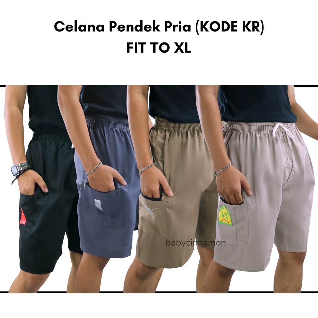 (KODE KR) Celana Hawai Kantong Dewasa Polos / Celana Dewasa fit to XL Kantong Murah Adem Kolor