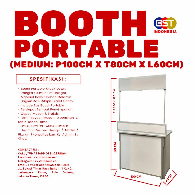 BOOTH PORTABLE MEJA LIPAT EVENT DESK BOOTH JUALAN LIPAT KNOCK DOWN MEDIUM TERMURAH BERKUALITAS