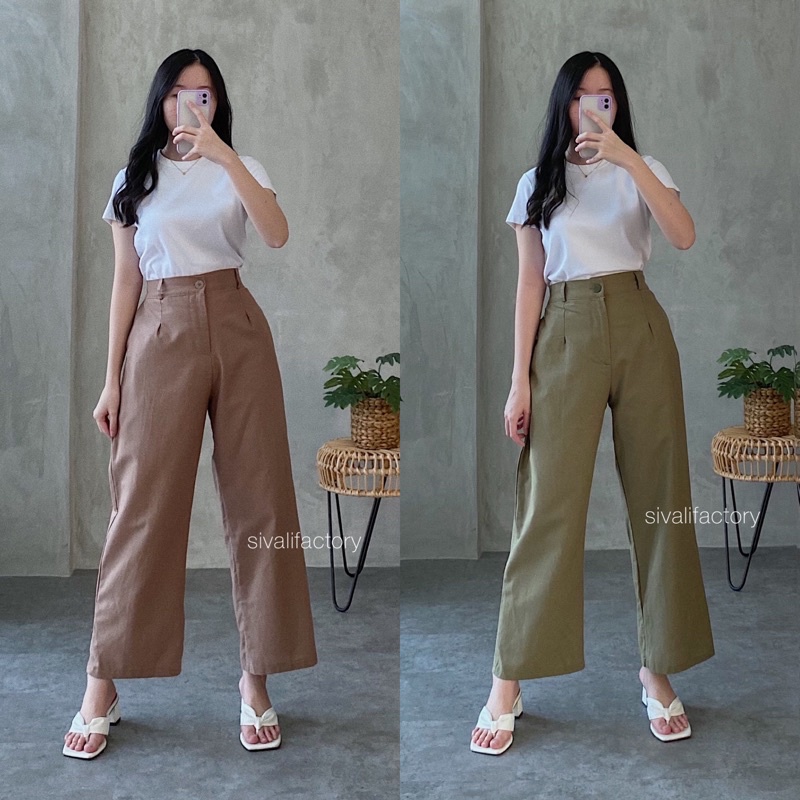 SIVALI Kulot Linen Highwaist 2256 - Wide Leg Cullote | Linen Pants | Celana Kulot Wanita