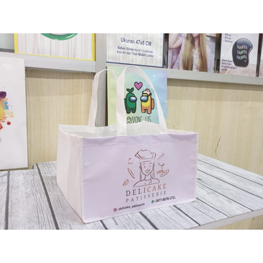 

Tas Custom Printing / Tas Kombinasi Flexi + Spundbond Tebal / Box Kue