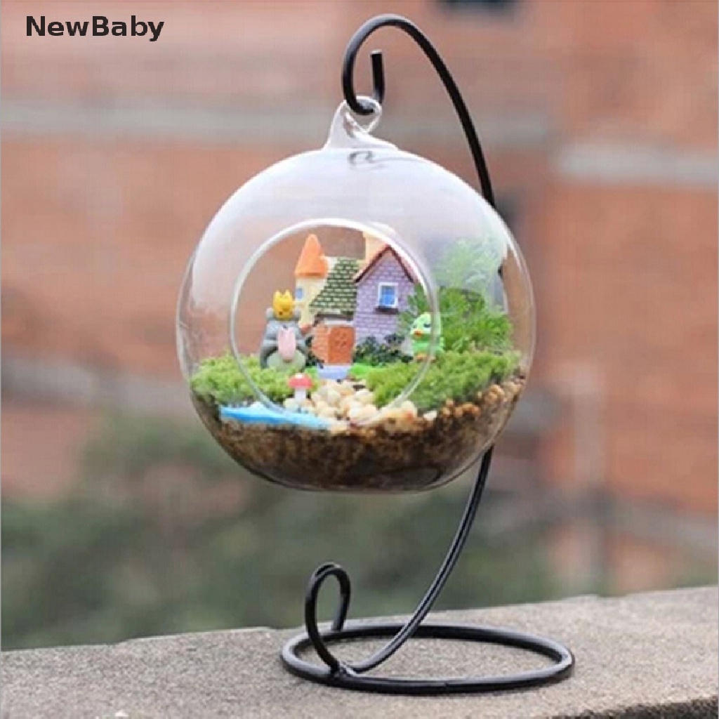 Newbaby 1pc Stand Holder Vas Bunga Terrarium Gantung Bahan Besi Untuk Dekorasi Rumah