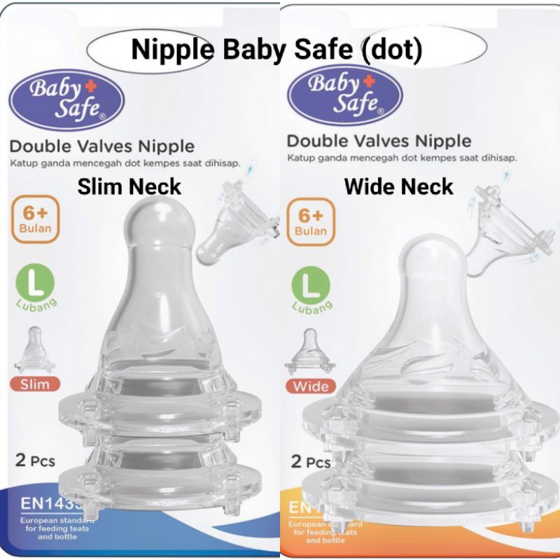 Baby Safe Dot Nipple Wide Neck Slim Neck, DWNO dot nipple Babysafe