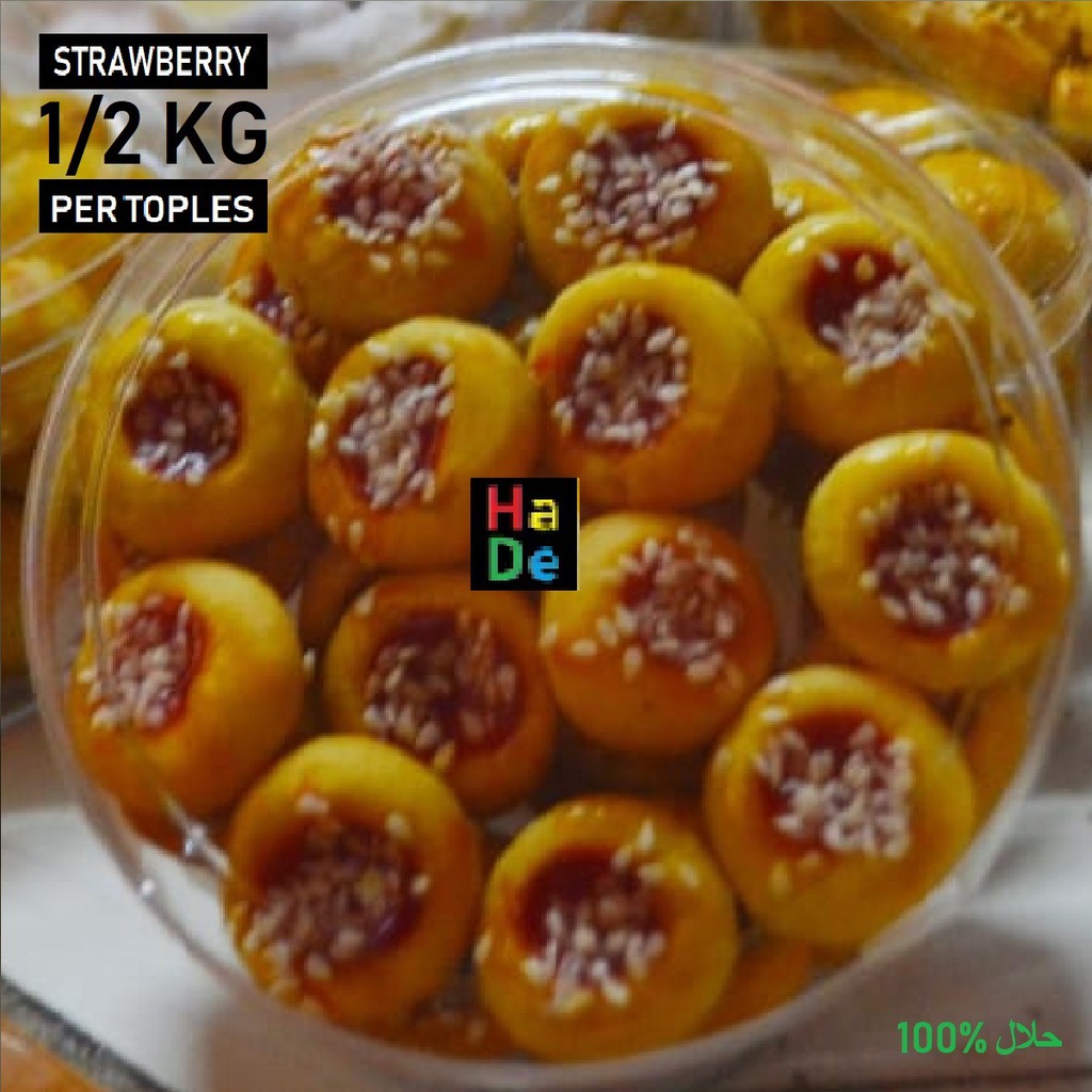 

Kue Kering | Nastar Strawberry isi 500gr / 250 gram (1/4 & 1/2 Kg Per Toples Kiloan) Paket Kiloan Aneka Cemilan Jadul Tradisional Parcel Lebaran Murah, Enak, Lembut , Premium - Homa Made HADE