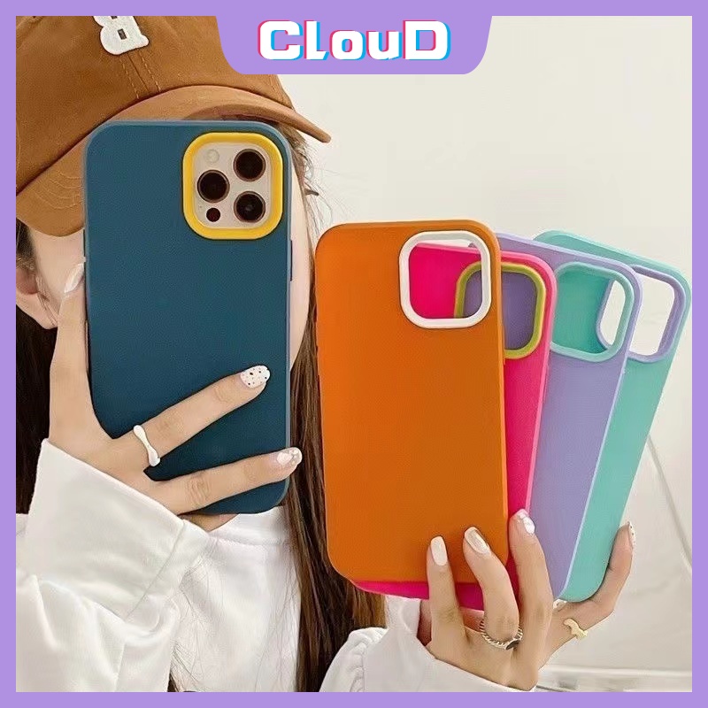 Soft Case Pelindung Lensa 3 in 1 Bahan Silikon Warna Permen Untuk IPhone 13 11 12 Pro Max XR 7plus 8plus XS X 7 8 6 6S