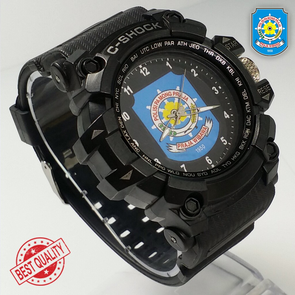 (BEST QUALITY) JAM POLISI PAMONG PRAJA {POL PP} FULL BLACK