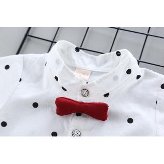 Set Kemeja Motif  Polkadot  Dasi Kupu kupu Celana  Overall 