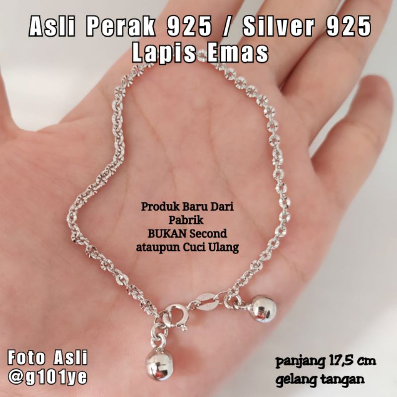 GELANG WANITA PERAK925 LAPIS EMAS GELANG S925 GELANG SILVER 925 ASLI PERAK ADA KODE 925 KADO HADIAH