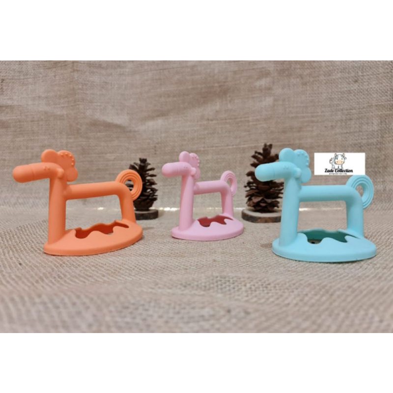 Teether Bayi Mushroom Head Silikon dengan Rattle Jamur dan Kuda - Zade Store