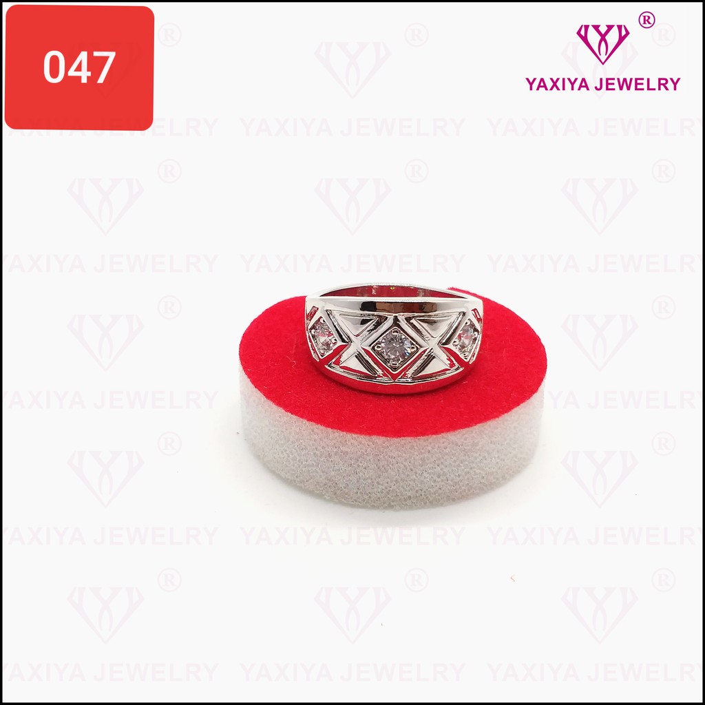 

Cincin Emas Putih Permata Perhiasan Lapis Emas 18K Yaxiya Jewelry 047