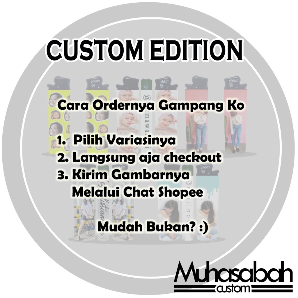 [Bisa COD] [No PO] Custom Korek Cricket Gambar/Foto Bebas Sesuai Permintaan Korek Cricket Api Murah