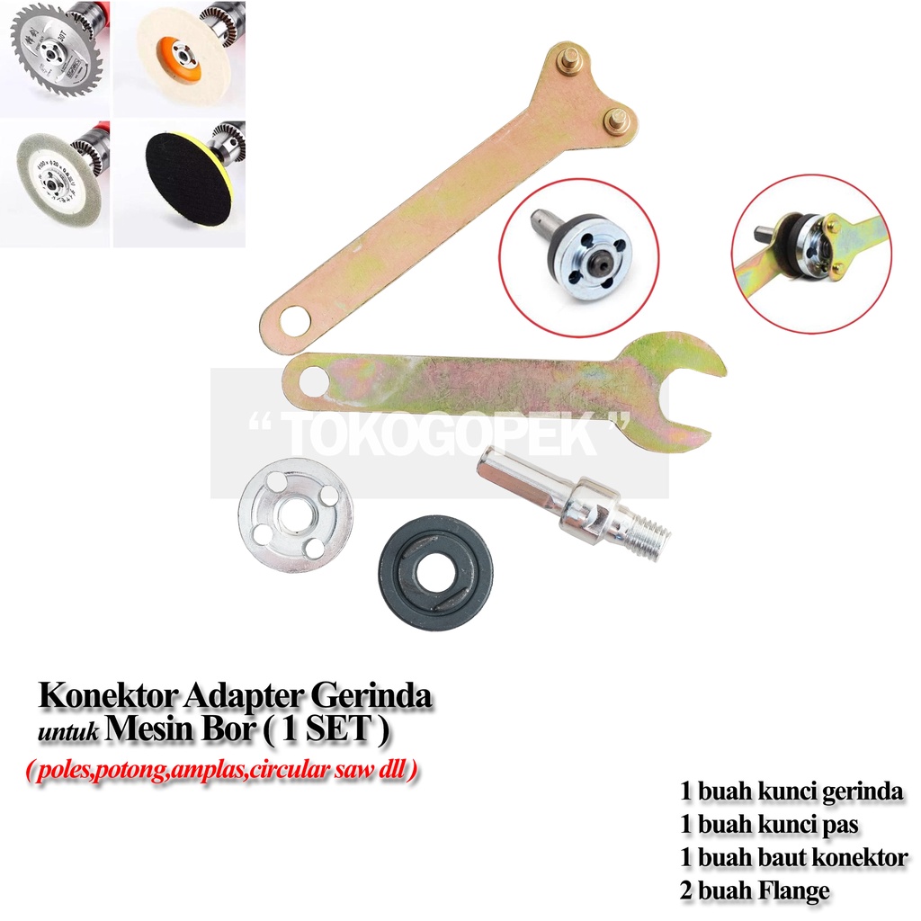 KONEKTOR ADAPTOR GERINDA MESIN BOR - 1 SET (5PCS)