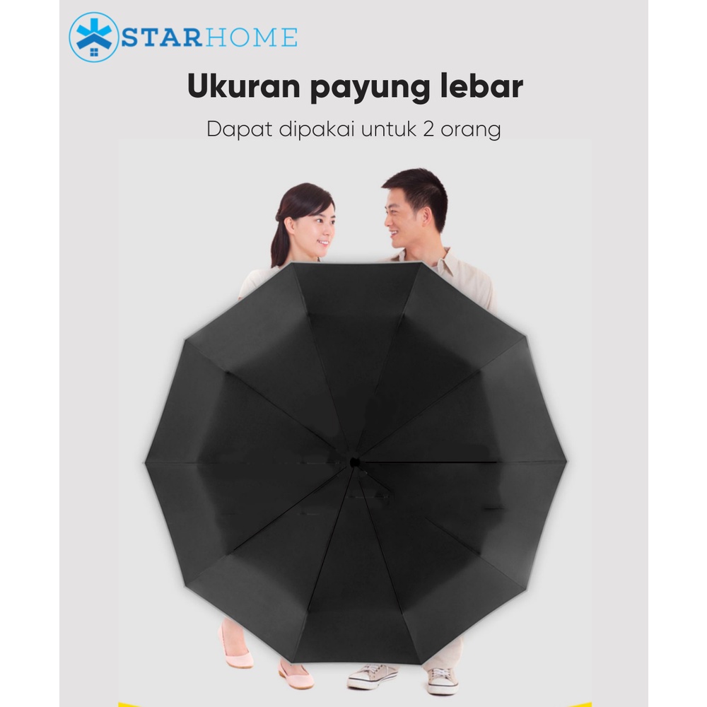 Payung Lipat Otomatis Anti UV Lengkap dengan Senter LED StarHome Payung Lipat Ukuran Besar Jumbo