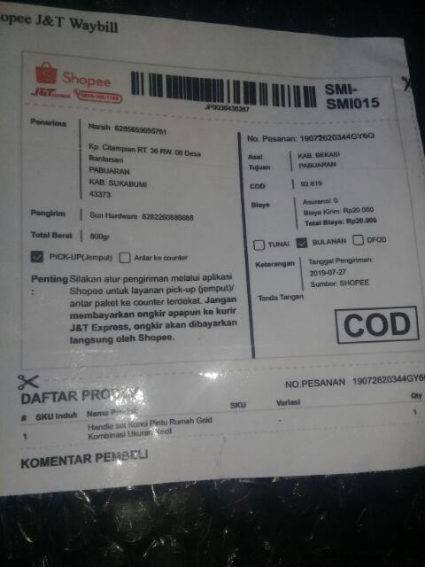 Handle Set Kunci Pintu Rumah Gold Kombinasi Ukuran Kecil