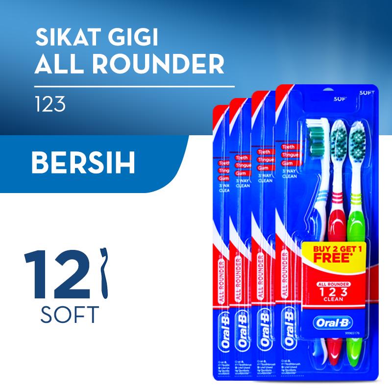 Oral-B Sikat Gigi 123 Soft 3s - Pack of 4