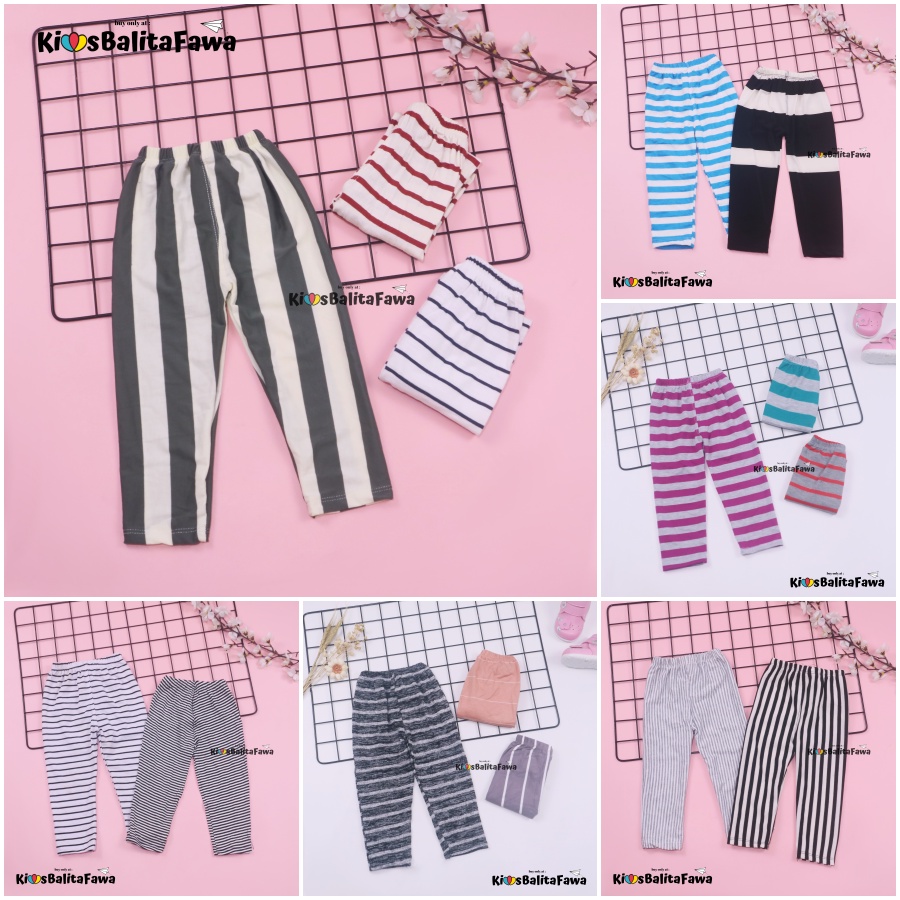 Legging Salur uk 1-2 Tahun / Pants Panjang Ketat Bawahan Celana Garis Anak Perempuan Leging Adem