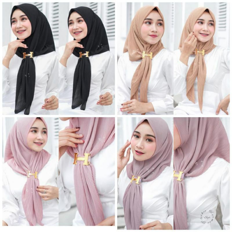 kerudung terbaru segi 3 gesper hermess / segi 4 hermess / s4 plisket hermess / fashion hijap terbaru