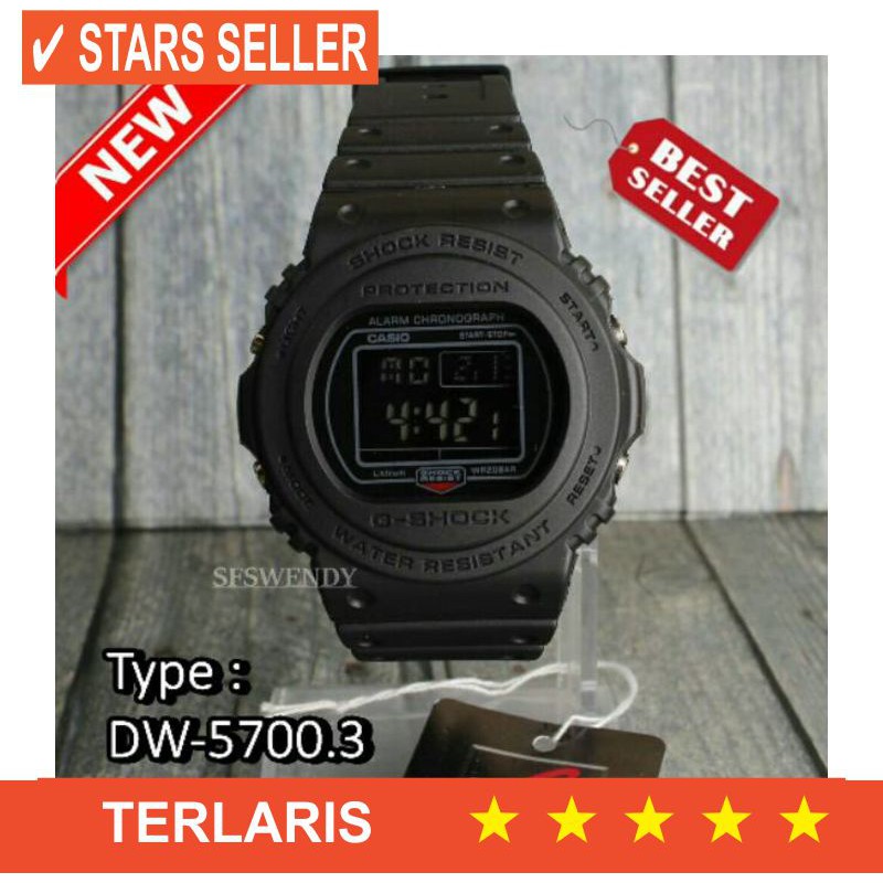 BISMILLAH LARISSS / Jam Tangan Pria Digital Casio G Shock DW-5700bb Full Black Hitam Anti Air