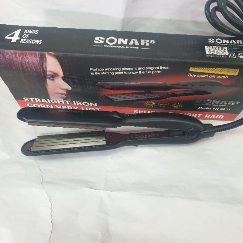 Alat Catok Rambut Sonar Sn 845T Plat Lebar Zigzag Genting Baba Original