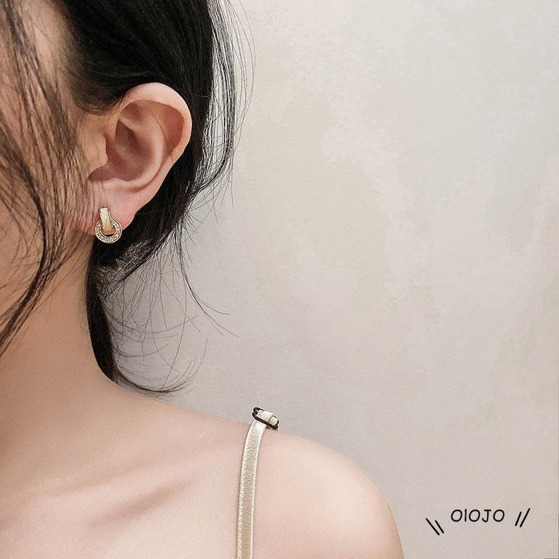 Anting Tusuk Gantung Desain Geometri Hias Zircon Gaya Simple Untuk Wanita ol2