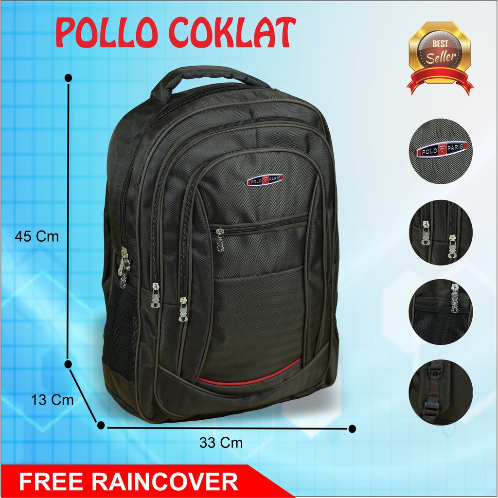 Tas Ransel Polo Laptop Ransel Backpack Pria Cowok Laki Laki Sekolah SD SMP SMA Kuliah Kerja Kantor