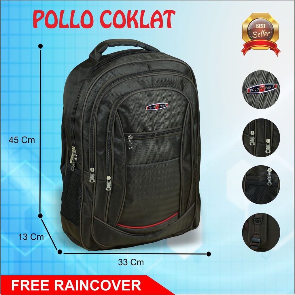 Tas Ransel Polo Laptop Ransel Backpack Pria Cowok Laki Laki Sekolah SD SMP SMA Kuliah Kerja Kantor