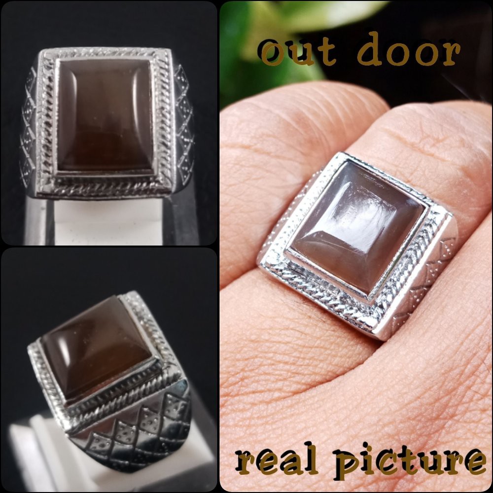 CINCIN BATU NATURAL FOSIL KAYU SECANG LANGKA RING KOTAK