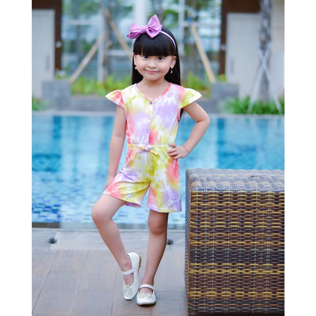 JUMPSUIT PENDEK ANAK PEREMPUAN MOTIF PATTERN 6BLN - 3TH