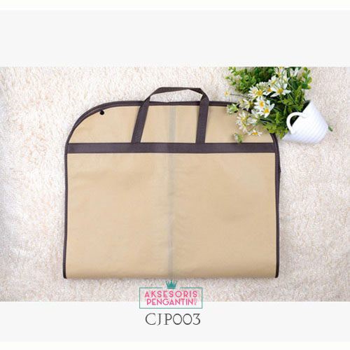 [BISA COD] BUNGKUS JAS COVER BAJU PLASTIK PELINDUNG BAJU WOVEN CREAM CJP003