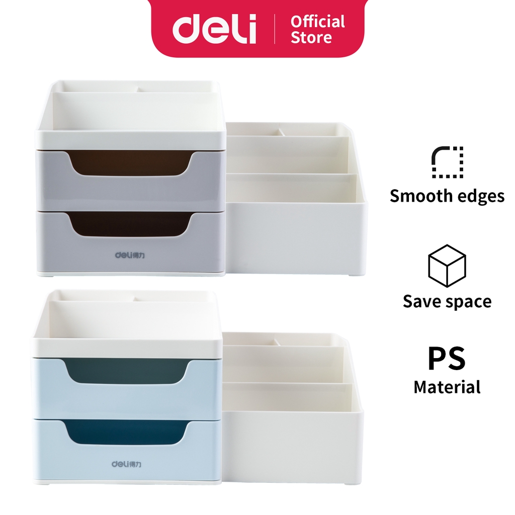 

Deli Desk Organizer Business Style Laci Kotak Penyimpanan Alat Tulis Warna Biru Abu-abu 8900