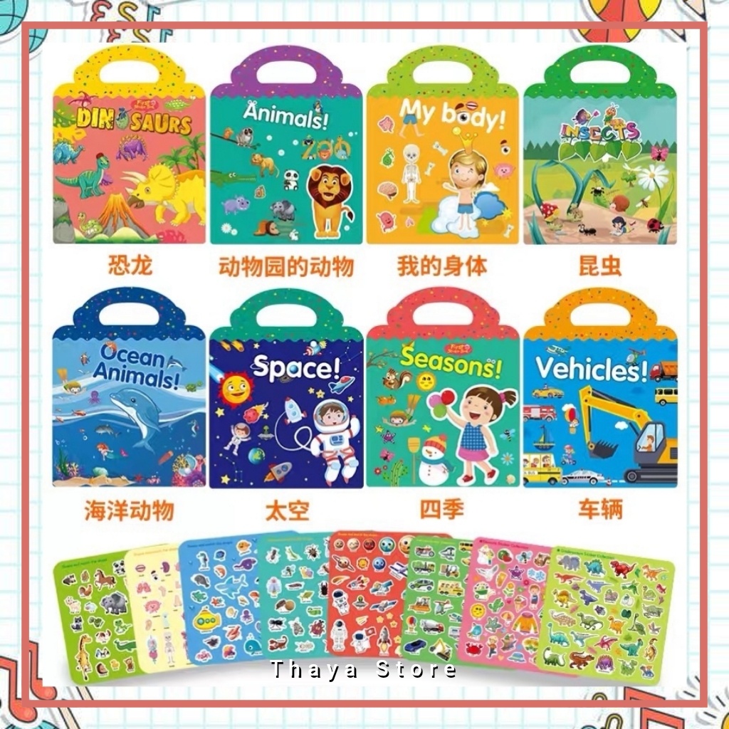 

Buku impor english anak, First sticker book anak bisa tempel ulang, buku stiker