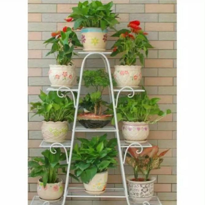 standing rak besi pot bunga 9 susun model minimalis