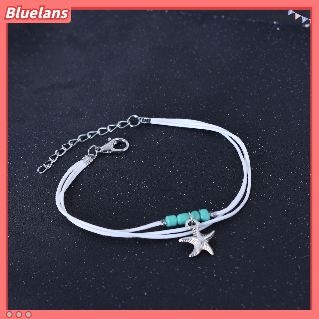 Bluelans Boho Multi-layer Sea Star Pendant Beads Adjustable Anklet Women Jewelry Bracelet