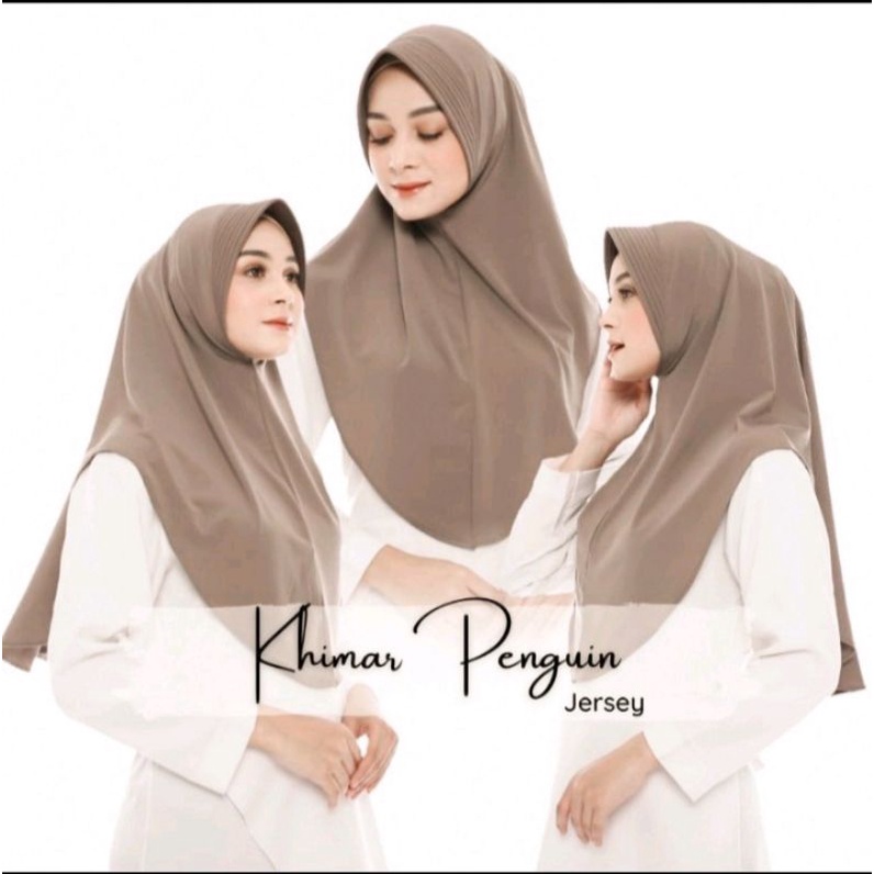 Hijab Instan Rabiah Bahan Jersey Motif Polos/Jilbab Polos Simple Daily Use/Khimar Pinguin