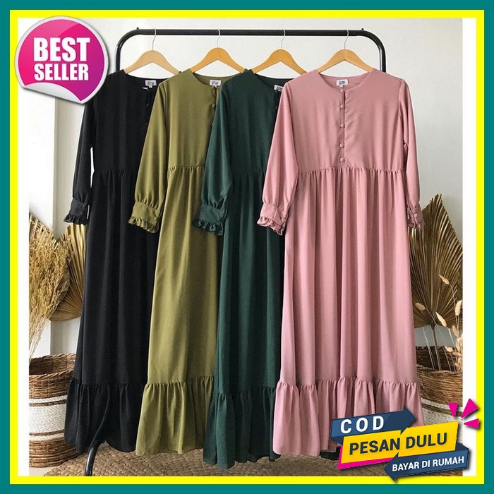 Baju Gamis Pesta Big Size Muslim Polkadot Wanita Busui Harian Tebal Lembut Kekinian Terbaru 2022 Cer