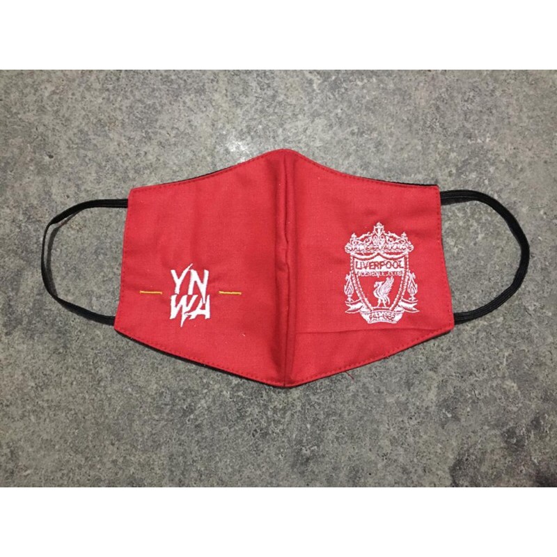 Masker Bordir Bola Liverpool Kain Katun 3 Ply