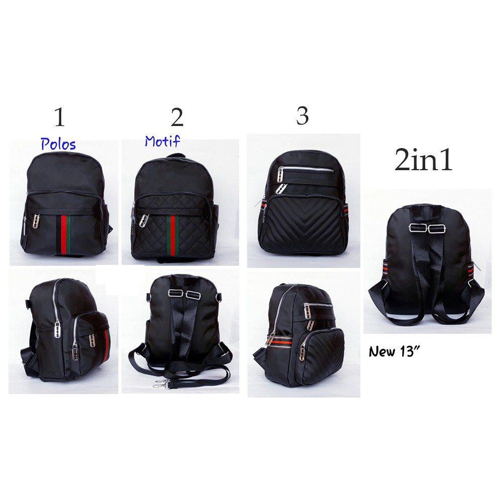 PROMO CUCI GUDANG TAS Ransel Remaja Fashion 2in1 Bisa Ransel dan Selempang Bahan Anti Air Import - Silet 13inch