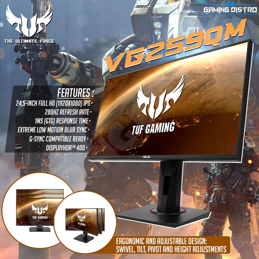 Monitor Gaming ASUS TUF VG259QM 24.5 Inch IPS FHD with 280Hz and 1ms