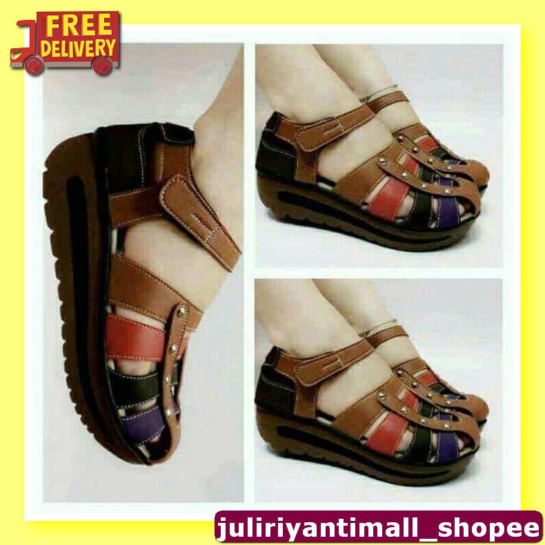 Wanita Wedges Casual Elegan Wejes Wedjes Weges Wejdes Jelly Sanda SM646 Sepatu Sandal Wedges Wanita