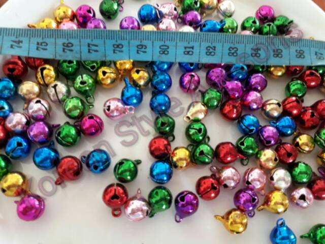 Kerincingan warna warni besar ukuran 1cm/10mm HARGA PER PACK ISI 12  KUALITAS SUPER