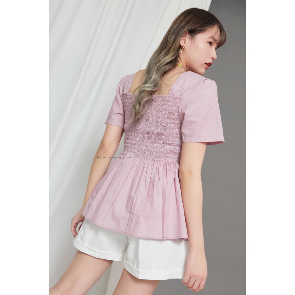 Peach Poppy Jillian Top - Atasan Blouse Wanita Lengan Pendek