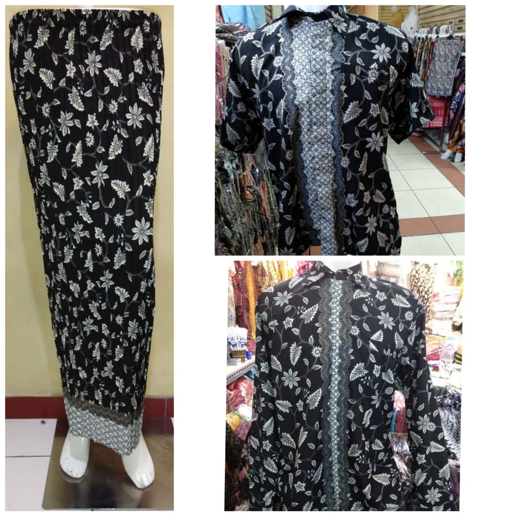 PROMO SET COUPLE BATIK HITAM / SET COUPLE KEMEJA BATIK HITAM