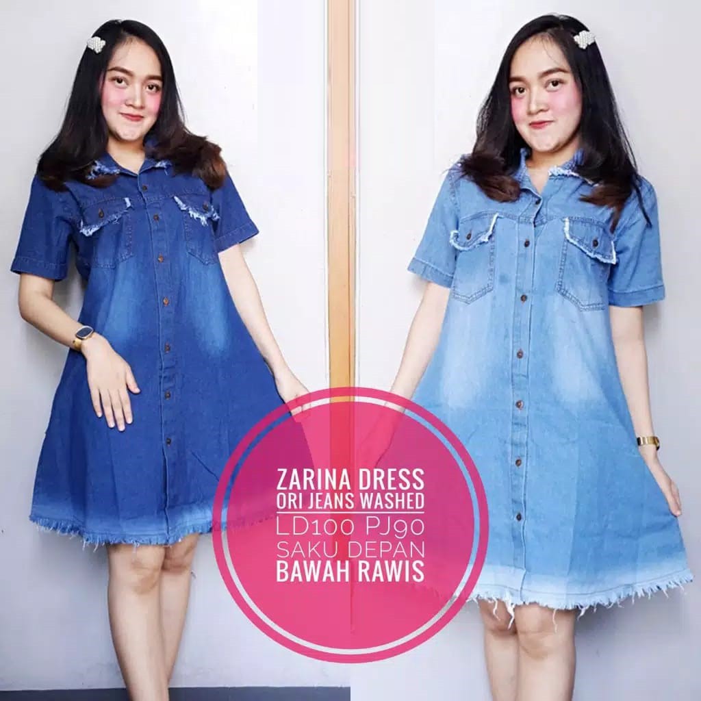 ZARINA DRESS JEANS FASHION WANITA MODEL RAWIS GBM