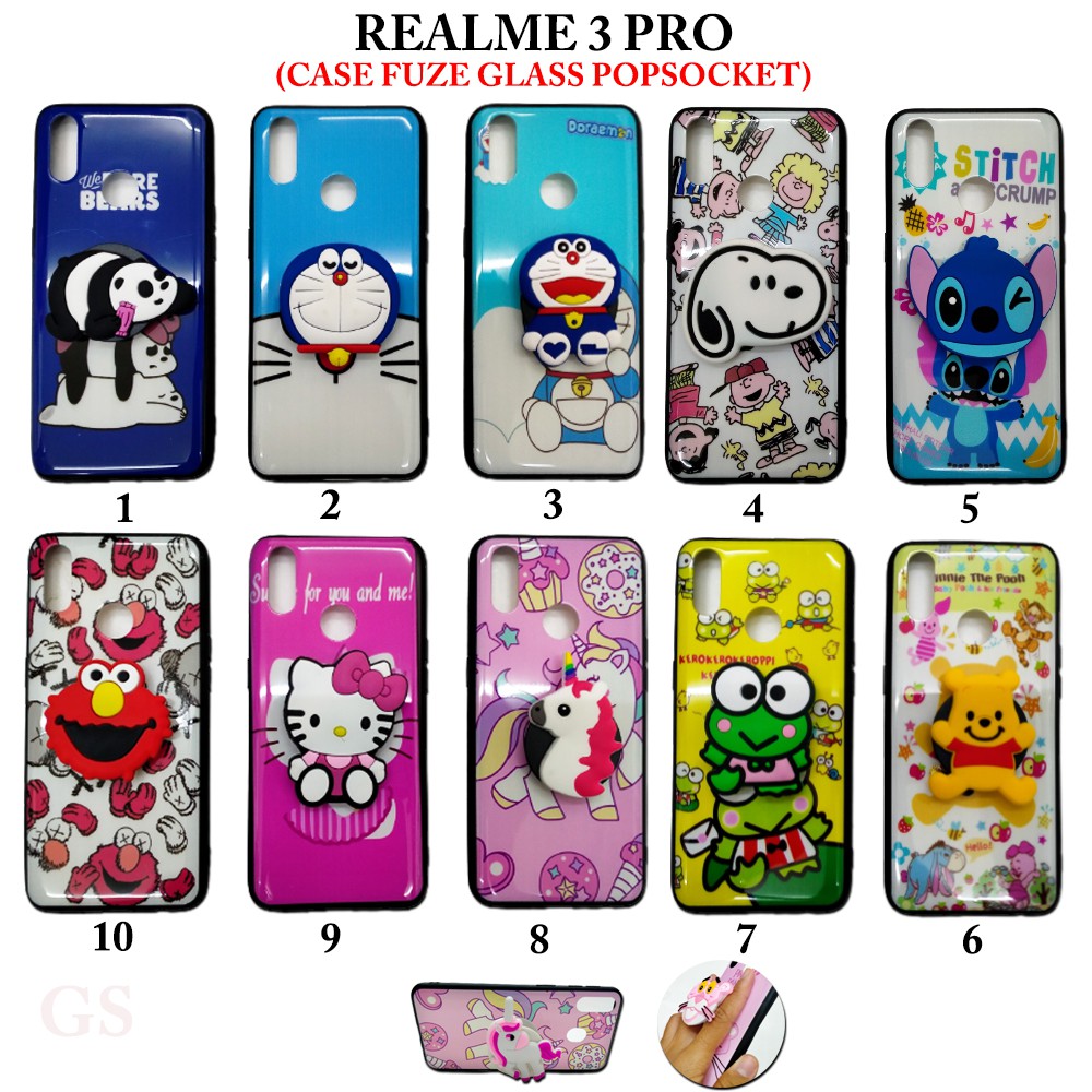 Case REALME 3 Pro 5 Pro 5 / 5i  6 Pro 6 C11 C12 / C15 C2 / A1K Case Fuze Glass Plus Popsocket