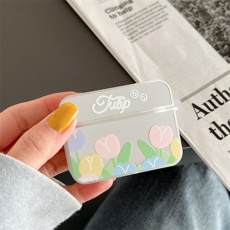 Pastel Tulip Mirror Softcase for Airpods 1/2 Pro 3 Case Airpods Lucu